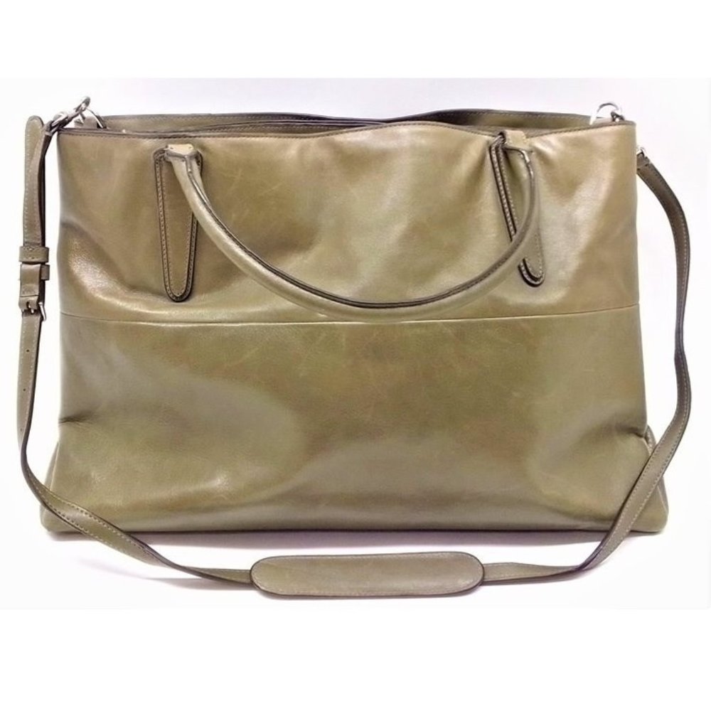 Coach Borough Olive Green Leather Shoulder Bag